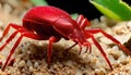 Red Velvet Mite arachnid eats plant litter