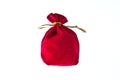 Red velvet pouch Royalty Free Stock Photo