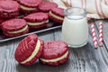 Red velvet sandwich cookies Royalty Free Stock Photo