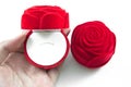 Red Velvet Silk rose Box for Royalty Free Stock Photo