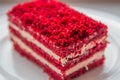 red velvet slice of cake on white plate Royalty Free Stock Photo