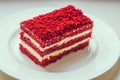 red velvet slice of cake on white plate Royalty Free Stock Photo