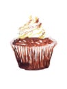 Red velvet watercolor illustration cupcake sweet food