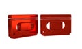 Red VHS video cassette tape icon isolated on transparent background.