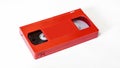 Red vhs video cassette on white background, front side Royalty Free Stock Photo