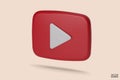 Red Video camera icon isolate on white background. 3d Realistic movie icon, play button for the interface of applications and web Royalty Free Stock Photo