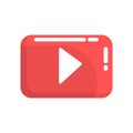 Red video play button. Internet or youtube button. Colorful cartoon vector Illustration Royalty Free Stock Photo