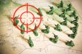 Red viewfinder over rebels on Libya territory: focus on Libya conflict Royalty Free Stock Photo