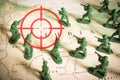 Red viewfinder over rebels on Libya territory: focus on Libya conflict Royalty Free Stock Photo