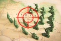 Red viewfinder over rebels on Libya territory: focus on Libya conflict Royalty Free Stock Photo
