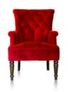 Red vintage armchair isolated on white clipping path. Royalty Free Stock Photo