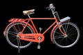 Red vintage bicycle isolated on black. Saved with clipping path Royalty Free Stock Photo