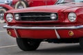 Red vintage car front side at Dalsnibba Royalty Free Stock Photo