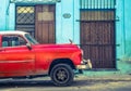 Red vintage car in Havana