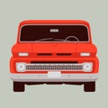 Red vintage car, vector illustration, flat style, front Royalty Free Stock Photo