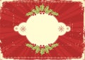 Red vintage Christmas card for text