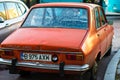 Red vintage Dacia 1300 car, Romanian vintage car on the streets of Bucharest, Romania, 2020