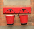 Red Vintage Fire Buckets. Royalty Free Stock Photo