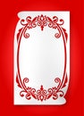 Red Vintage Frame with swirls and paisley on curl paper Royalty Free Stock Photo