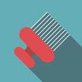 Red vintage hair comb icon, flat style Royalty Free Stock Photo