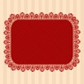 Red vintage lace frame. Vector ullustration. Royalty Free Stock Photo