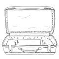 Red Vintage Luggage & Suitcases Open is empty cute lineart ill