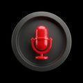 Red vintage microphone icon on a dark circular background Royalty Free Stock Photo