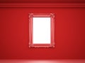 Red vintage mirror frame on the wall