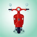 Red vintage moto scooter. cartoon illustration