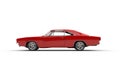 Red vintage muscle car side view