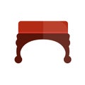 Red vintage ottoman with wooden curved legs illustration