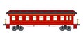 Red vintage passenger coach train in retro style