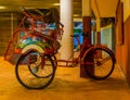 Red vintage ricksha, traditional cycle rickshaw, Vintage transportation vehicle from Asia Royalty Free Stock Photo
