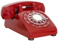 Red Vintage Rotary Phone Isolated