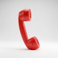 Red Vintage Telephone Handset Receiver on White Background render Royalty Free Stock Photo