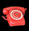 Red vintage telephone isolated on black background Royalty Free Stock Photo