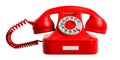 Red vintage telephone isolated cut out on white background. 3d illustration Royalty Free Stock Photo