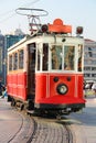 Red vintage tram in Istanbul Royalty Free Stock Photo