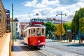 Red vintage tram on the street in Lisbon, Portugal Royalty Free Stock Photo