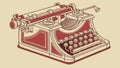 Red Vintage Typewriter, Retro Writing Machine, vector design Generative AI Royalty Free Stock Photo