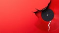 A red vinyl record with a hole in the middle of it, AI Royalty Free Stock Photo