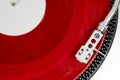 Red vinyl record on the player Royalty Free Stock Photo