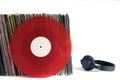 Red vinyl records on a white background Royalty Free Stock Photo