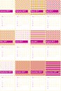 Red violet and gold tips colored geometric patterns calendar 2016