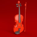 Red Violin 3d illustration red empty background 3d image Royalty Free Stock Photo