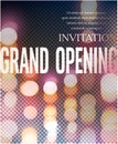 Elegant grand opening invitation card with bokeh beckground.