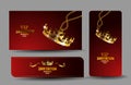 Red VIP cards with shiny textured crown
