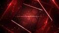 Red virtual abstract background space tunnel with neon line lights Royalty Free Stock Photo