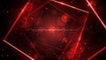 Red virtual abstract background space tunnel with neon line lights. Royalty Free Stock Photo