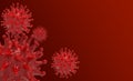 Red virus bacteria cells 3D render background image on red background. Flu, influenza, coronavirus model illustration. Covid-19 Royalty Free Stock Photo